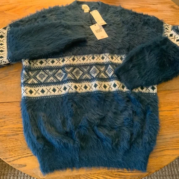 URBAN OUTFITTERS eyelash knit fairisle sweater/beautiful color blue/NWT/MM